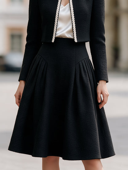 Shiza Collection Black Tweed Three-Piece Skirt Set